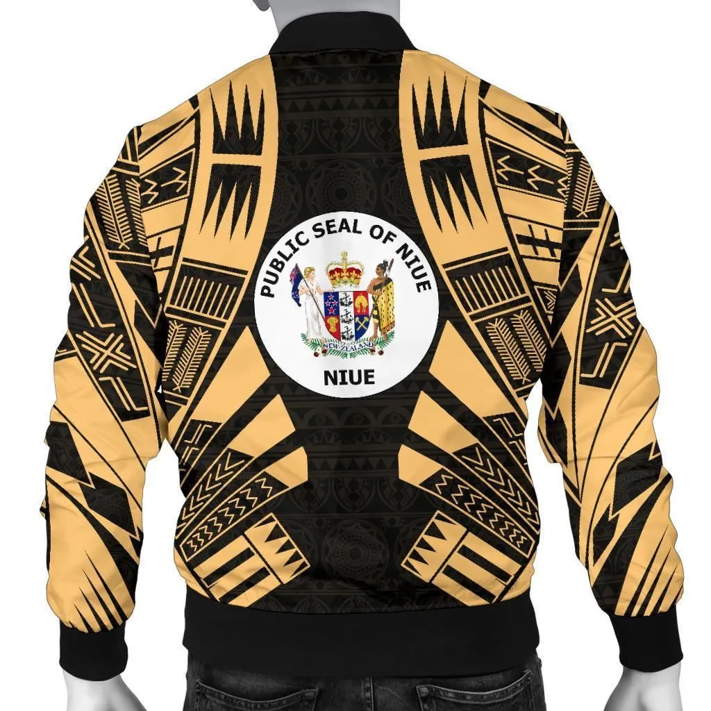 Niue Men Bomber Jackets - Polynesian Tattoo Gold