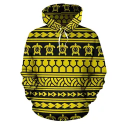 Hawaii Hoodie - Polynesian Tattoo Tribal Yellow Pullover