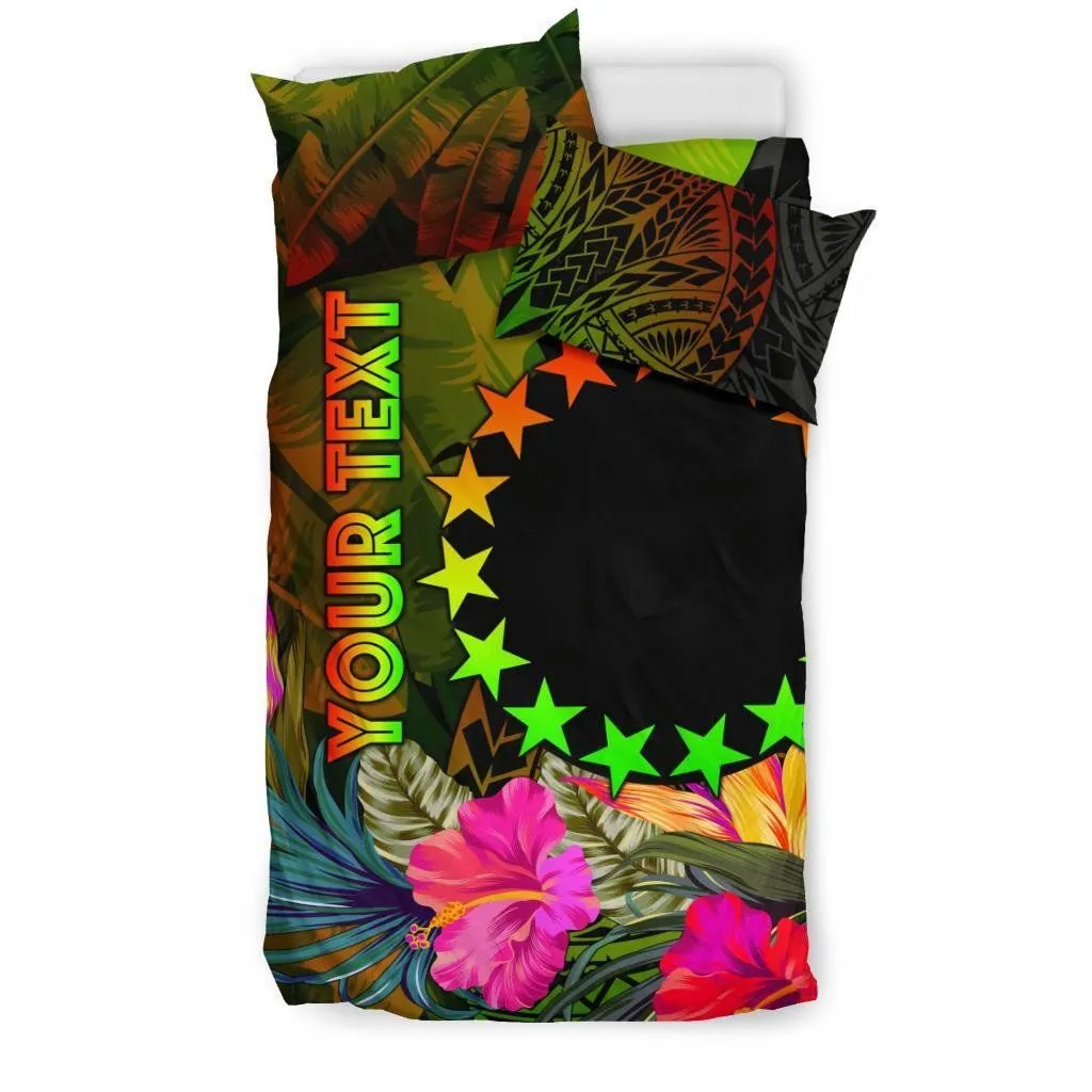 Cook Islands Polynesian Personalised Bedding Set -  Hibiscus and Banana Leaves - BN15