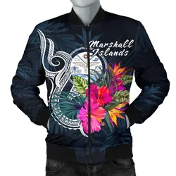 Marshall Islands Polynesian Mens Bomber Jacket - Tropical Flower