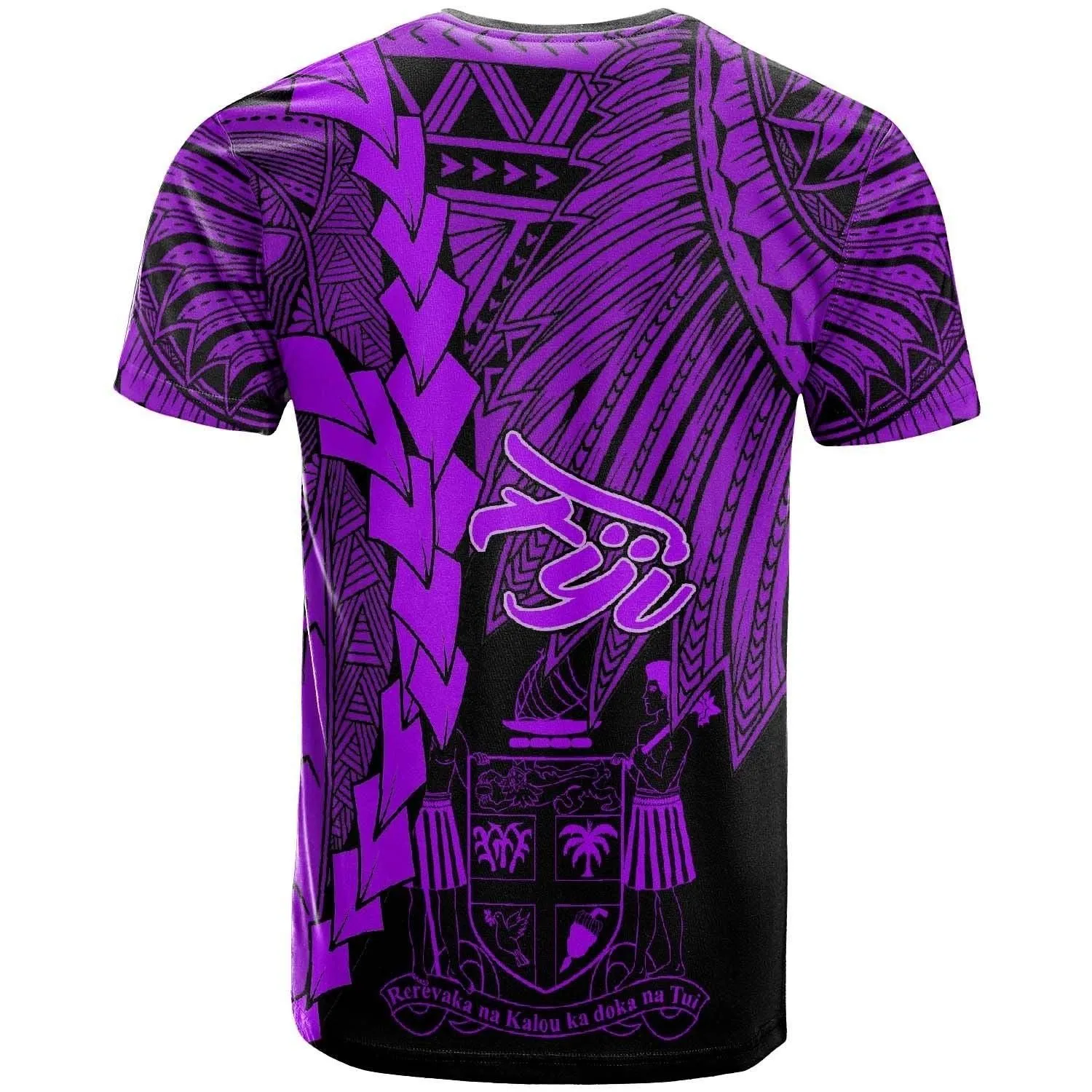Fiji Polynesian Custom Personalised T-Shirt - Tribal Wave Tattoo Purple