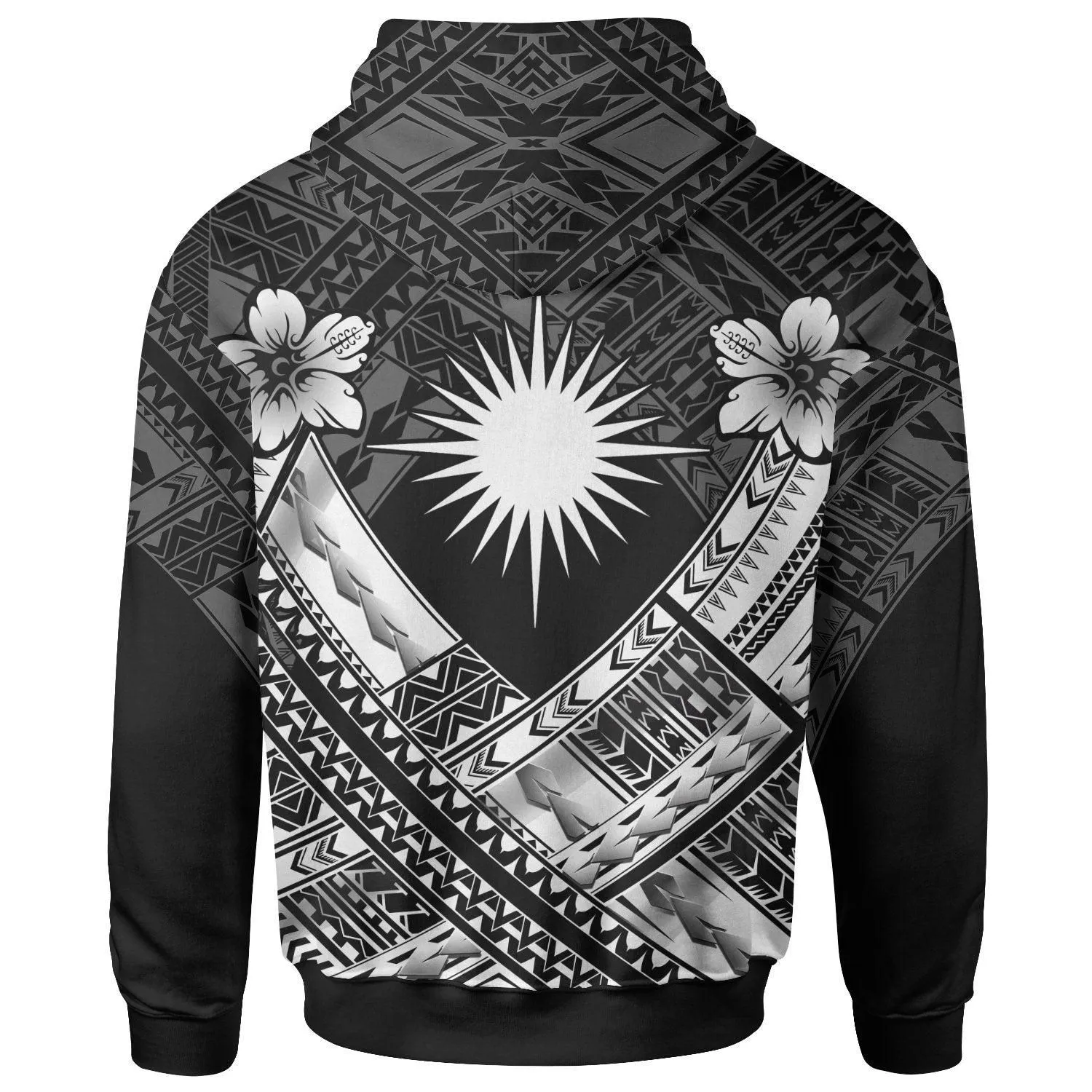 Marshall Islands Polynesian Hoodie- Marshall Islands White  Flag Camisole Hibiscus Style