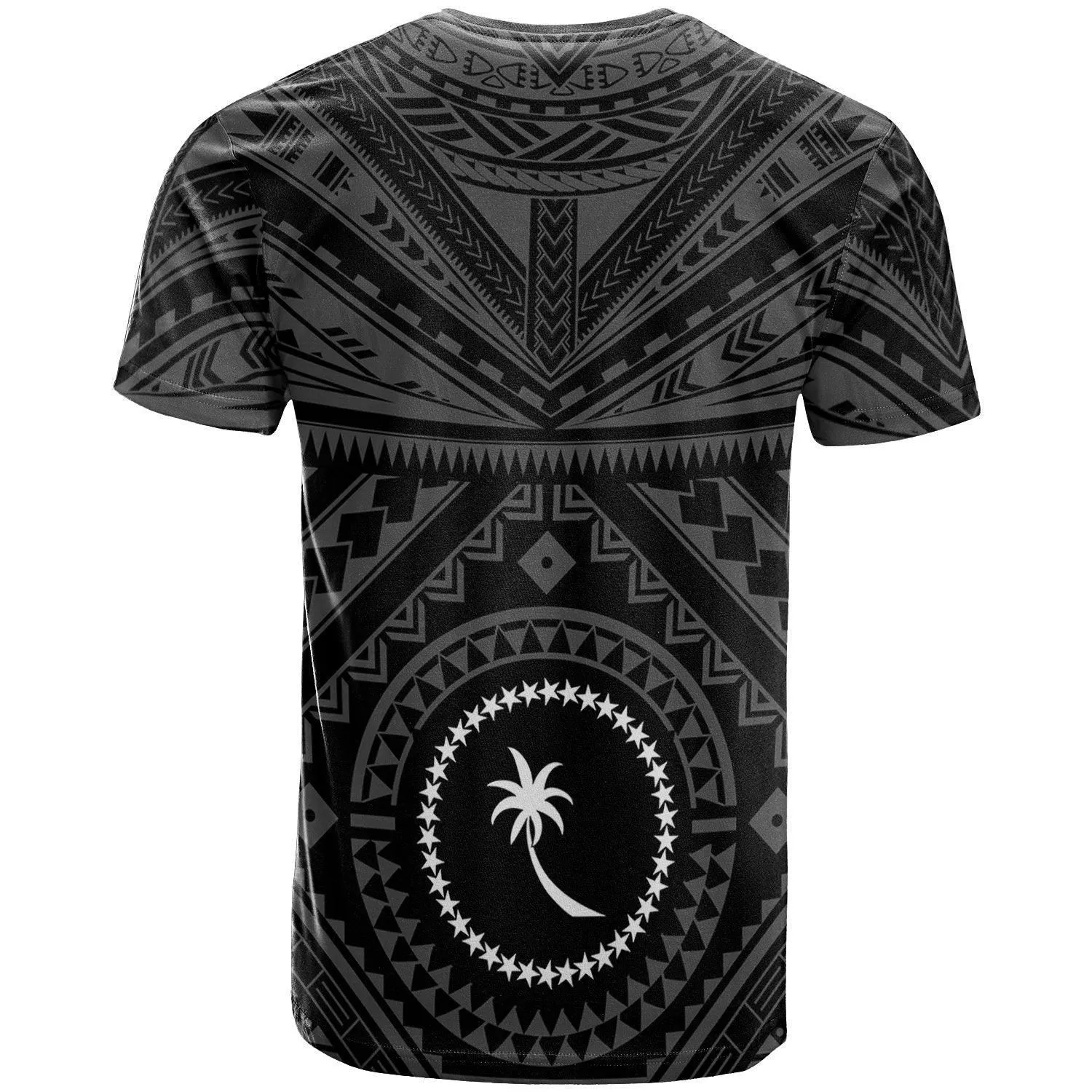 Chuuk T Shirt- Chuuk Seal With Polynesian Tattoo Style ( Black)
