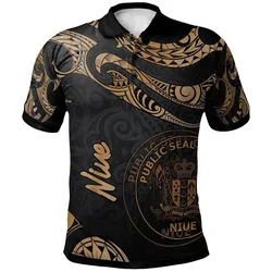 Niue Polynesian Polo Shirt - Poly Tattoo Gold Version