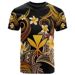 Kanaka Maoli T-shirt - Custom Personalised Polynesian Waves with Plumeria Flowers (Orange)