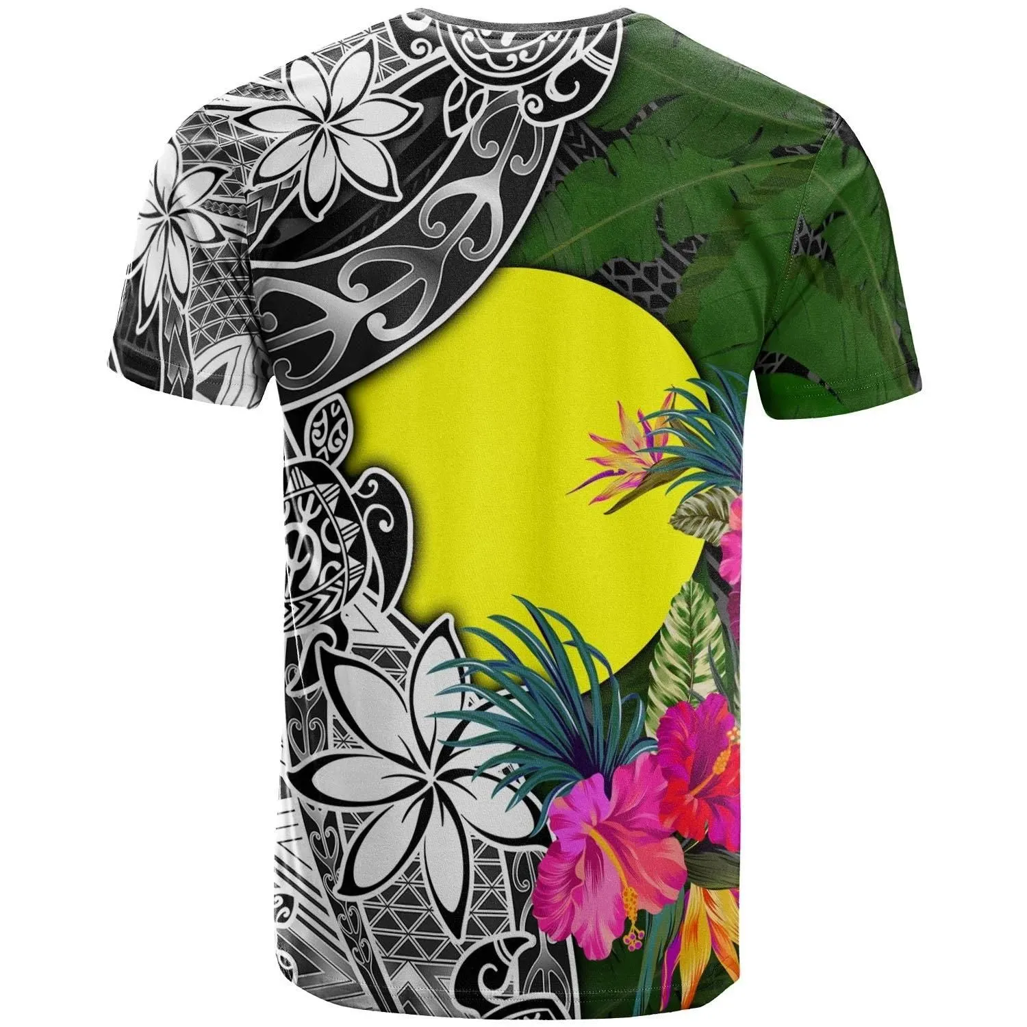 Palau T-Shirt - Turtle Plumeria Banana Leaf - BN11