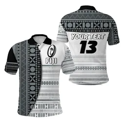 (Custom Personalised) Fiji Rugby Polo Shirt Impressive Version - Custom Text and Number