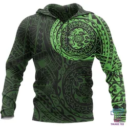 Tmarc Tee Polynesian Tattoo Style Hoodie - Green NVD1344