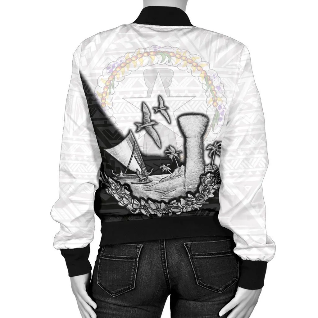 Northern Mariana Islands Women Bomber Jacket Latte Stone K4