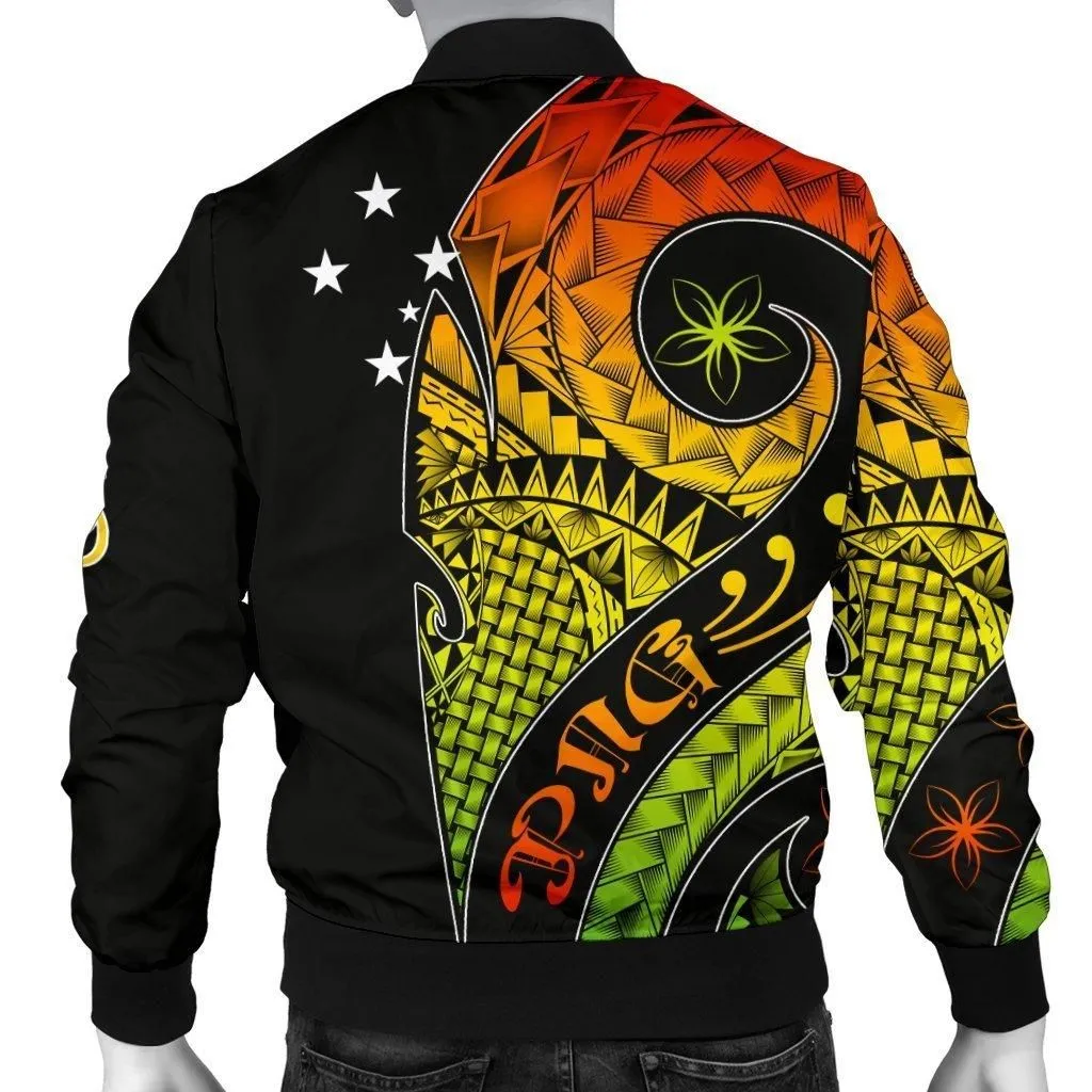 Papua New Guinea Mens Bomber Jacket - PNG Bird and Polynesian Decorative Pattern