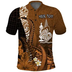 (Custom Personalised) New Caledonia Polo Shirt Nautilus Gold Polynesian Hibiscus LT13
