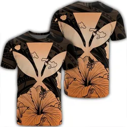 Hawaiian Kanaka T-Shirt Hibiscus Polynesian Love - Orange - AH