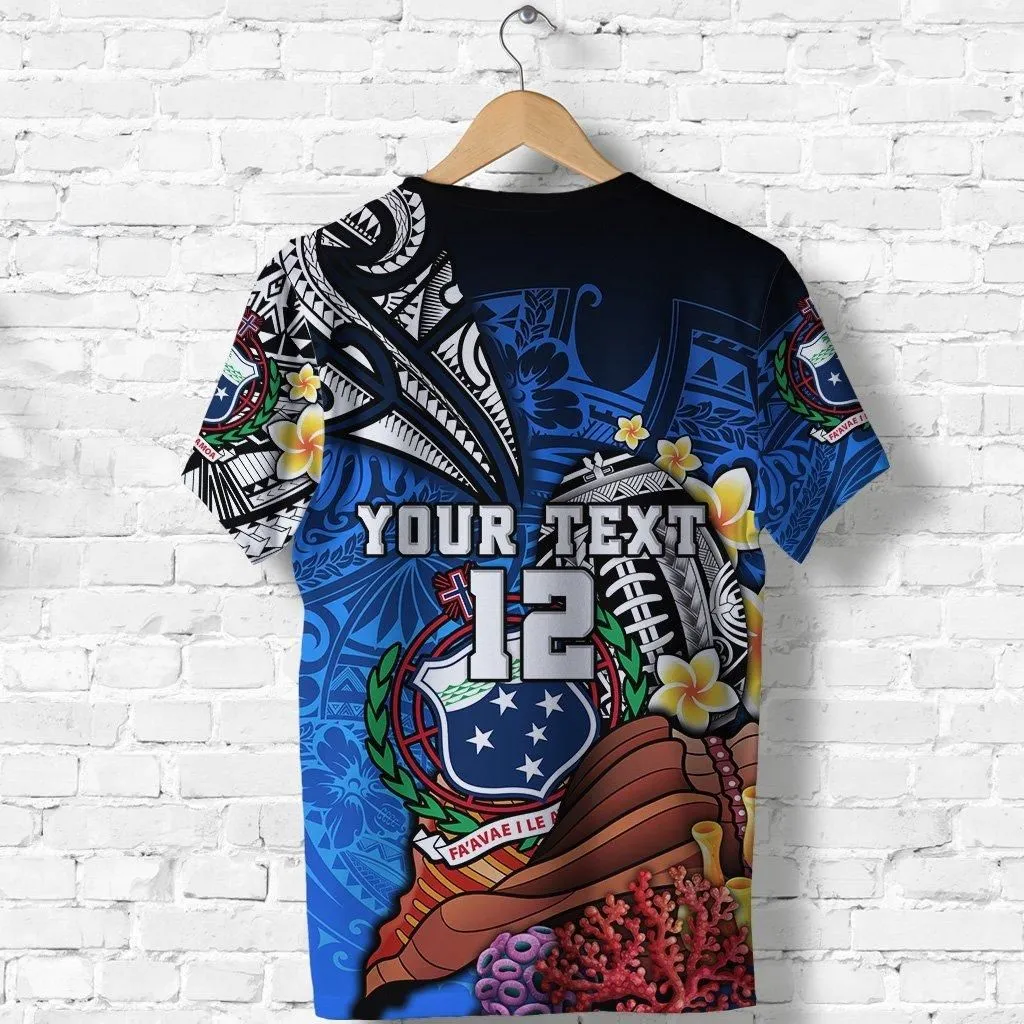 (Custom Personalised) Samoa Rugby T Shirt Polynesian Ocean World Style