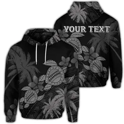 (Personalised) Hawaii Turtle Plumeria Coconut Tree Polynesian Hoodie - Gray - AH