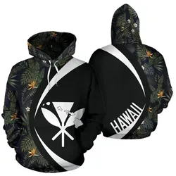 Alohawaii Hoodie - Kanaka Tropical Leaves And Flowers In The Night Hoodie - Circle Style - AH - J1