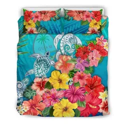 FamilyGater Bedding Set - Cover and Pillow Cases Guam Turtle - Hibiscus TH5