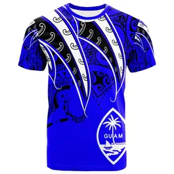 Guam T shirt - Tropical Leaf Blue Color