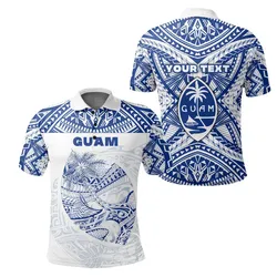 (Custom Personalised)Guam Rugby Polo Shirt Polynesian Patterns - Blue LT16