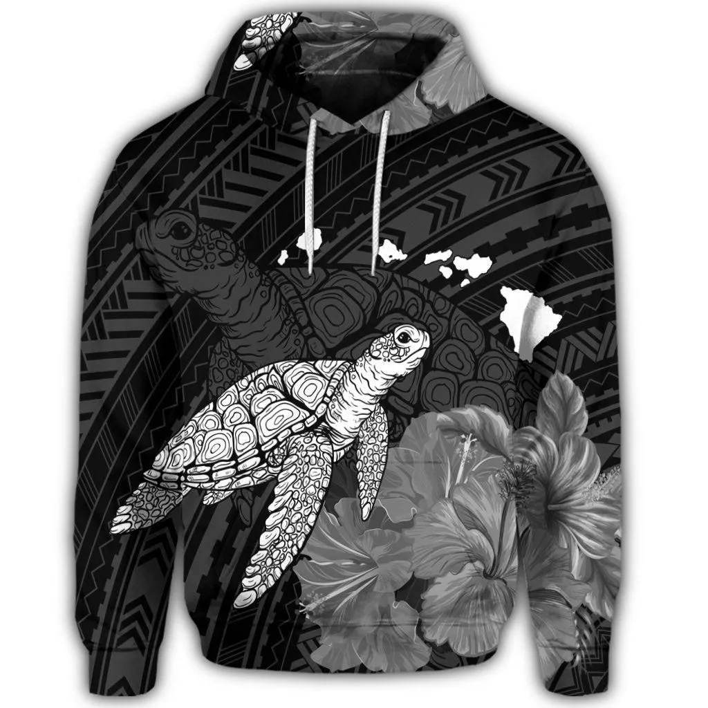 Hawaiian Polynesian Hibiscus Turtle Map Hoodie
