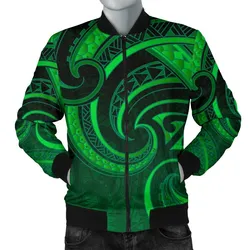 New Zealand Maori Mangopare Men Bomber Jacket Polynesian - Green