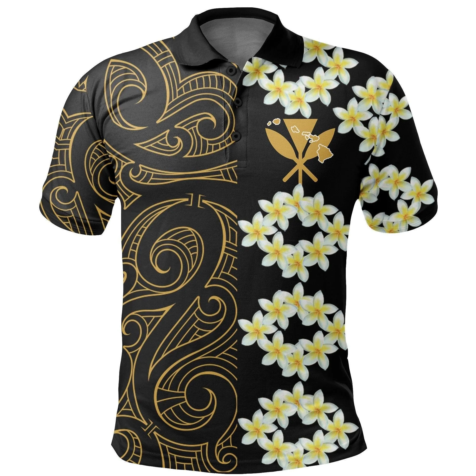 Hawaii Plumeria Kanaka Polynesian - Hawaiian Polo Shirt - Curtis Style