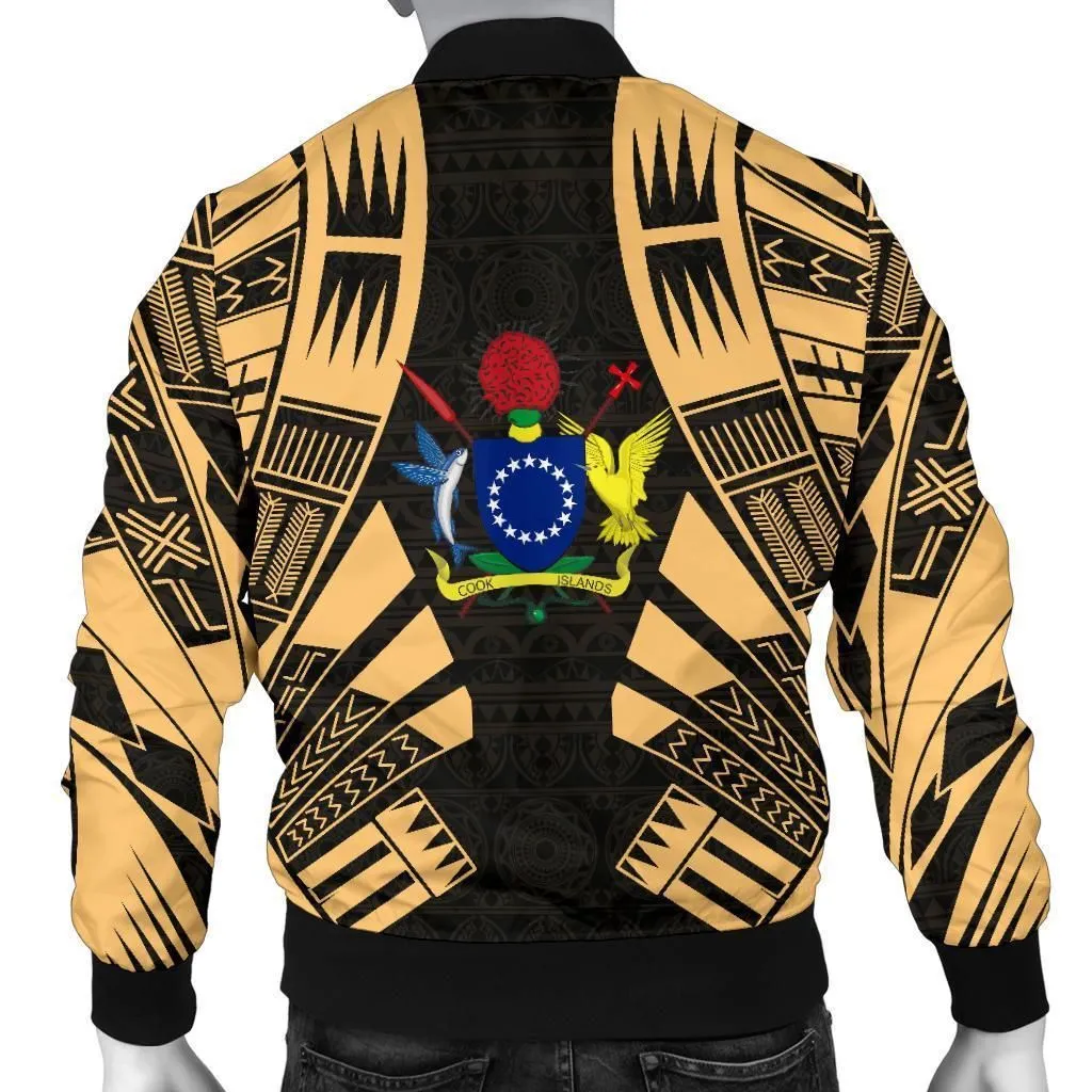 Cook Islands Men Bomber Jackets - Polynesian Tattoo Gold
