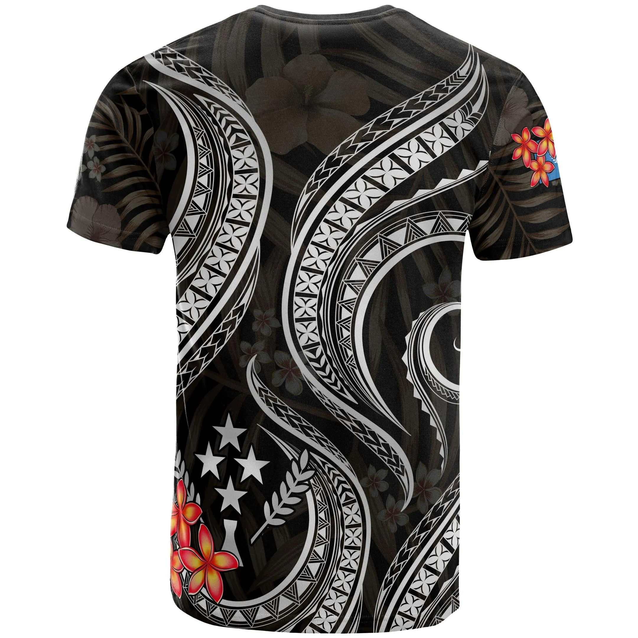 Alohawaii T-Shirt - Tee Kosrae Micronesian - Black Plumeria - BN11