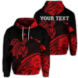(Personalised) Hawaii Turtle Polynesian Map Plumeria Hoodie Red - AH