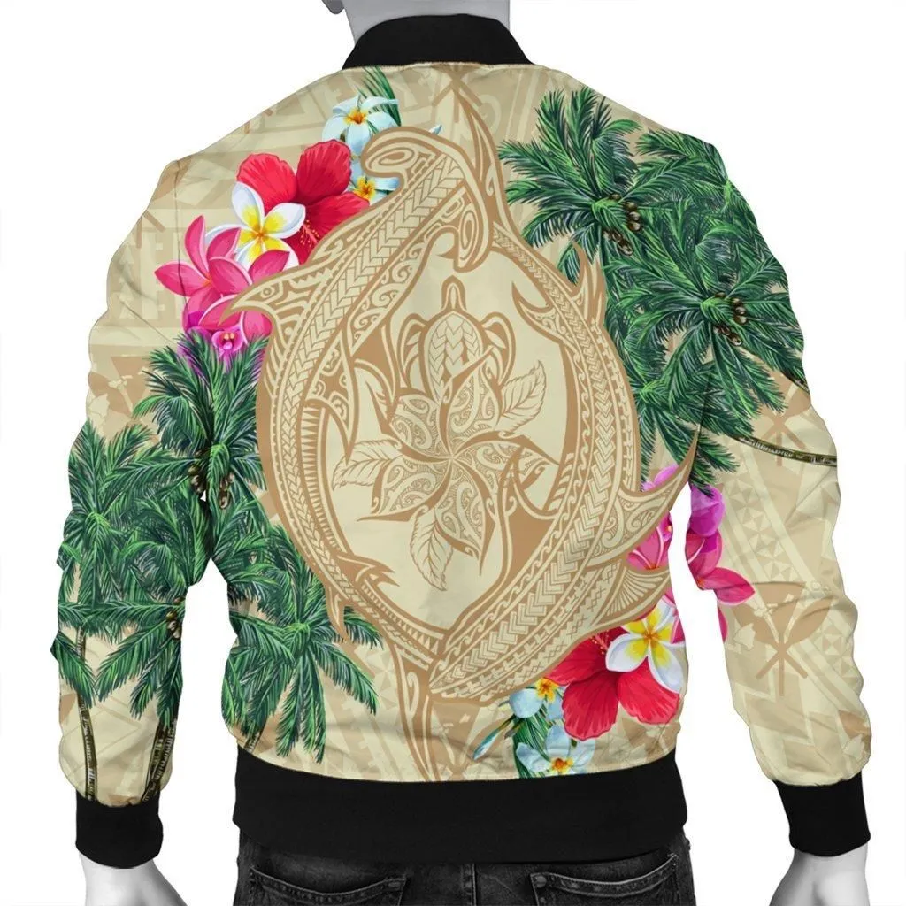 Hawaii Kanaka Maoli Palm Trees Turtle And Sharks Bomber Jacket - AH