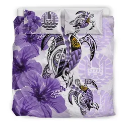 Polynesian Tahiti Polynesia Turtle Hibiscus Purple A Bedding Set Camliqn