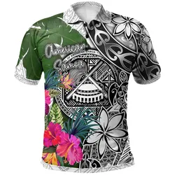 American Samoa Polo Shirt White - Turtle Plumeria Banana Leaf - BN11