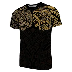 New Zealand T-Shirt, Maori Polynesian Tattoo Gold