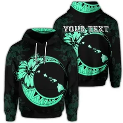 Alohawaii Hoodie - (Personalised) Hawaiian Map Hibiscus Turtle Polynesian Moon Hoodie Turquoise - AH - JR