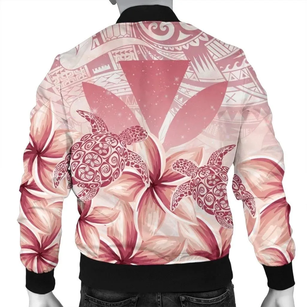 FamilyGater Jacket - Hawaii Turtle Kanaka Plumeria Polynesian Bomber Jacket Pink - AH - J4R