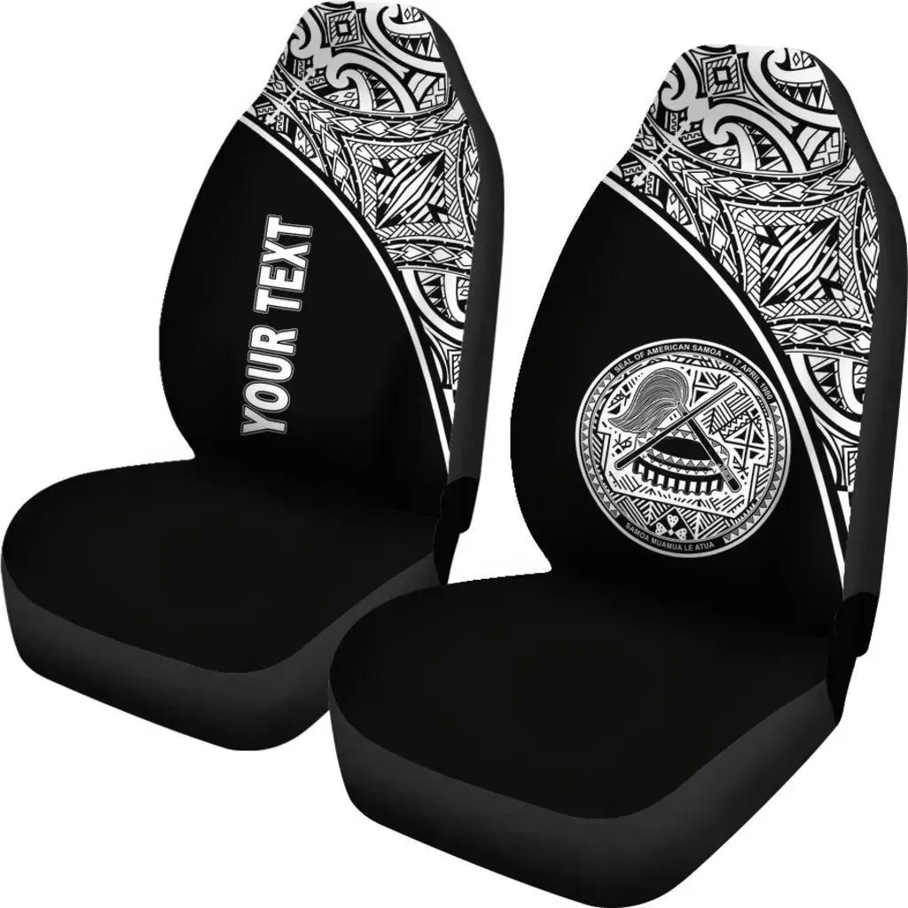 American Samoa Polynesian Custom Personalised Car Seat Covers - Black Curve - BN12
