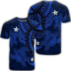 Alohawaii Tee - Hawaii Polynesian Turtle Hibiscus T-shirt Blue - AH - J4R