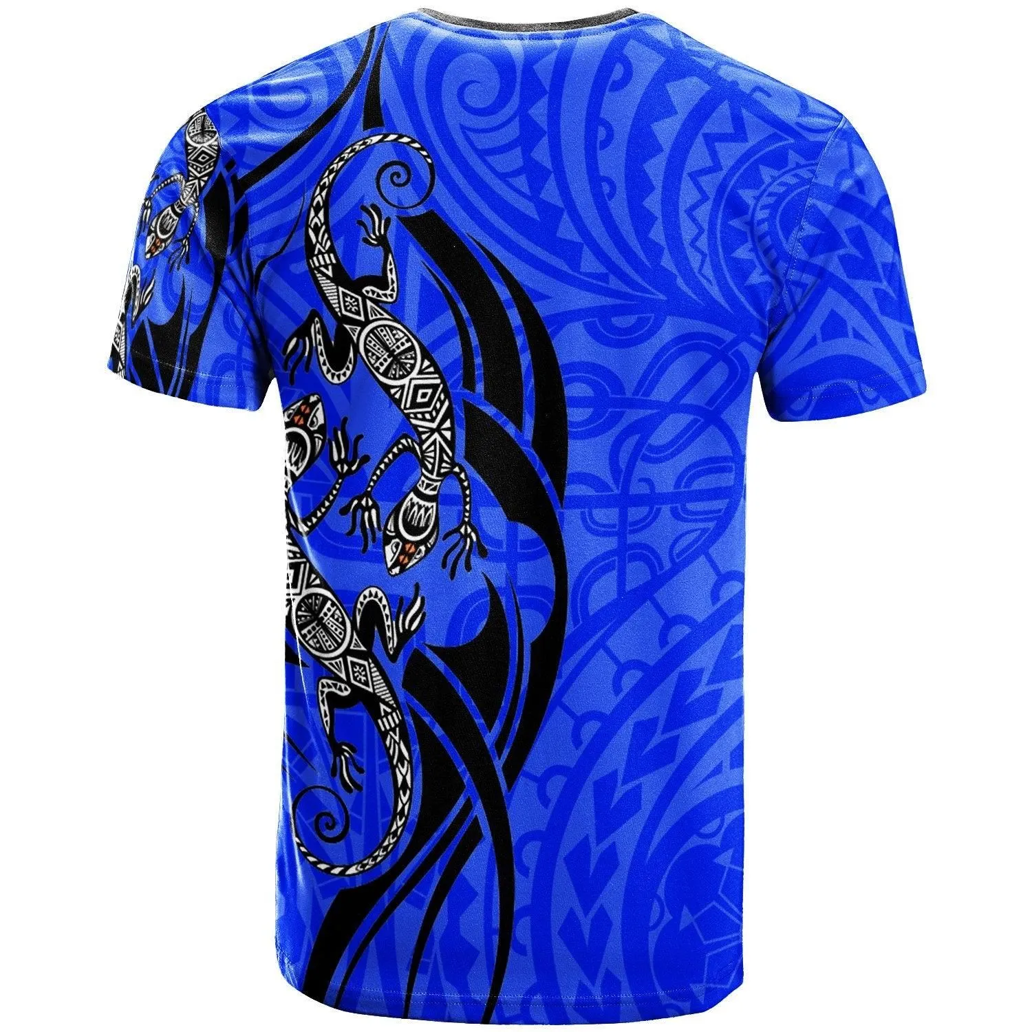 Polynesian T-Shirt - Polynesian Lizard Tattoo Blue Color