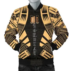 Tokelau Men Bomber Jackets - Polynesian Tattoo Gold