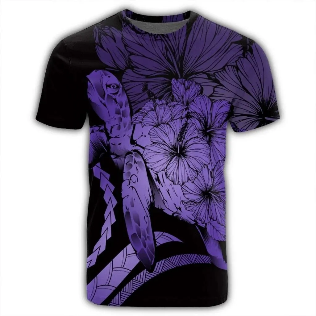 Alohawaii Tee - Hawaiian Hawaii Turtle Hibiscus Polynesian Vintage T-shirt Purple - AH - J4R