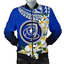 Northern Mariana Islands Mens Bomber Jacket - Polynesian Plumeria Pattern
