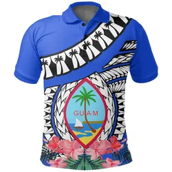 Alohawaii Shirt - Polo Shirt Guam - Polynesian Pattern Blue With Hibiscus - BN20