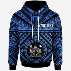 Fiji Personalised Hoodie - Fiji Seal With Polynesian Tattoo Style ( Blue)