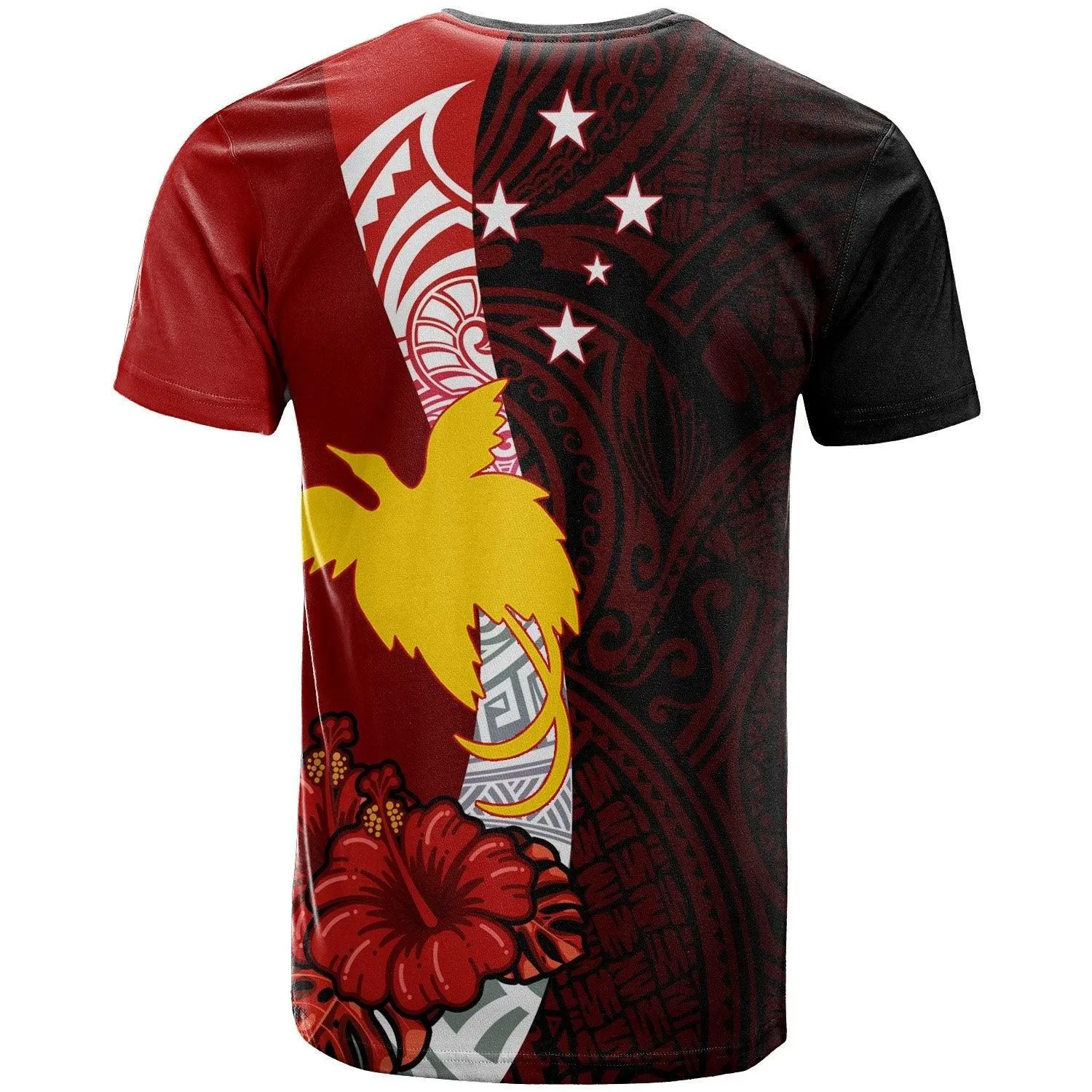 Papua New Guinea Polynesian T-Shirt - Bird of Paradise With Hibiscus