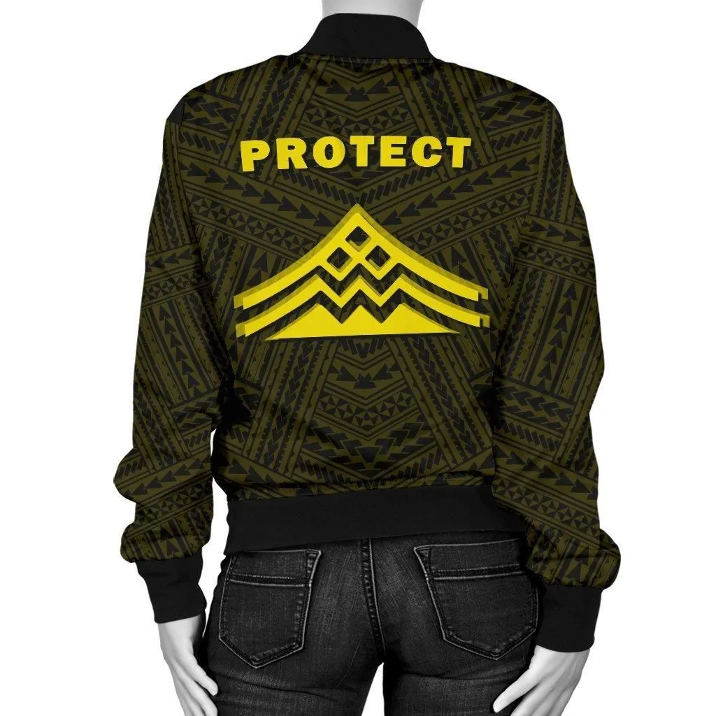 Hawaii Mauna Kea Polynesian Womens Bomber Jacket Yellow