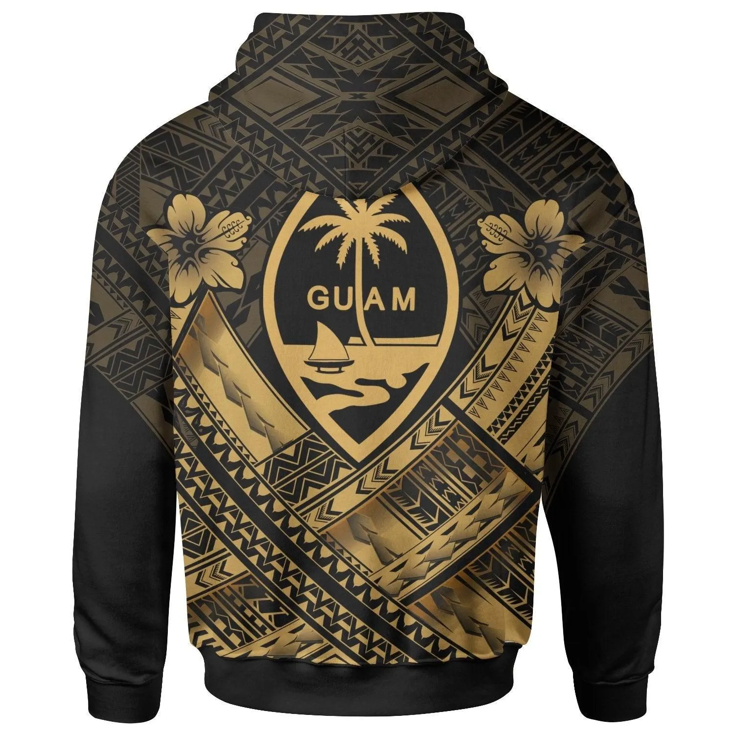 Guam Polynesian Custom Personalised Hoodie - Guam Gold Seal Camisole Hibiscus Style