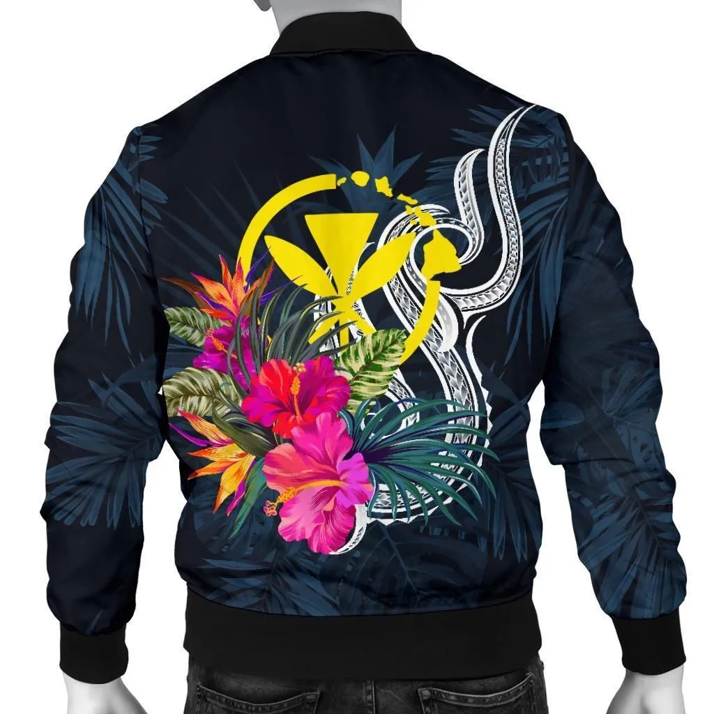 Hawaii Polynesian Mens Bomber Jacket - Tropical Flower