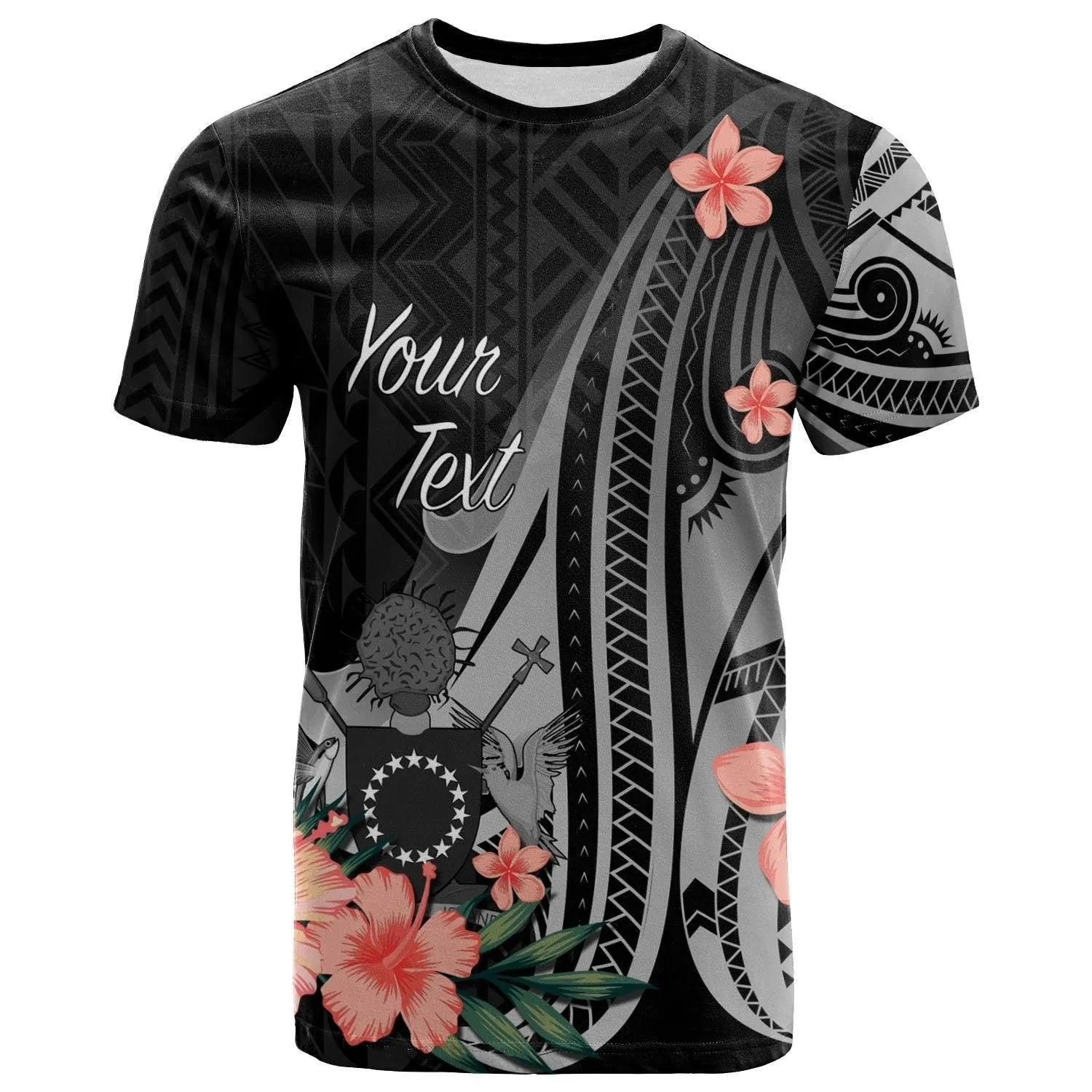 Cook Islands Personalised Custom T shirt - Polynesian Hibiscus Pattern Style