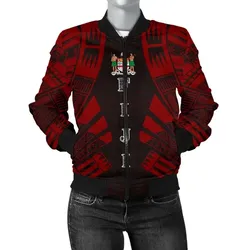 FamilyGaterJacket - Bomber Jacket Fiji Polynesian Tattoo Red - BN0110