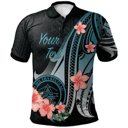 Palau Personalised Custom Polo Shirt - Turquoise Polynesian Hibiscus Pattern Style