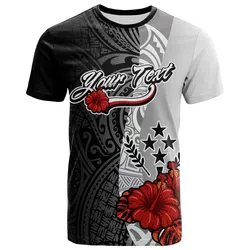 Kosrae Micronesia Custom Personalised T-Shirt - Coat Of Arm With Hibiscus White - BN12